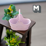 Dollhouse Supplies Fairy Garden Flower Basket 1:12 Scale Miniature Metal Flower Caddy Planter Basket 1-5/8 inch long (pink) - I016