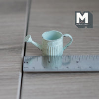 Miniature Rustic Watering Pot 1:12 Scale Metal Flower Water Pot 13/16 inch tall (light green) - B063