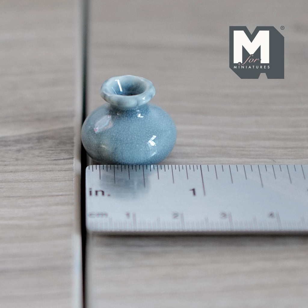 1:12 Scale Miniature Ceramic Gourd Shaped Vase, Flared Neck, 11/16 inch tall, DIY Dollhouse Supply (gray)