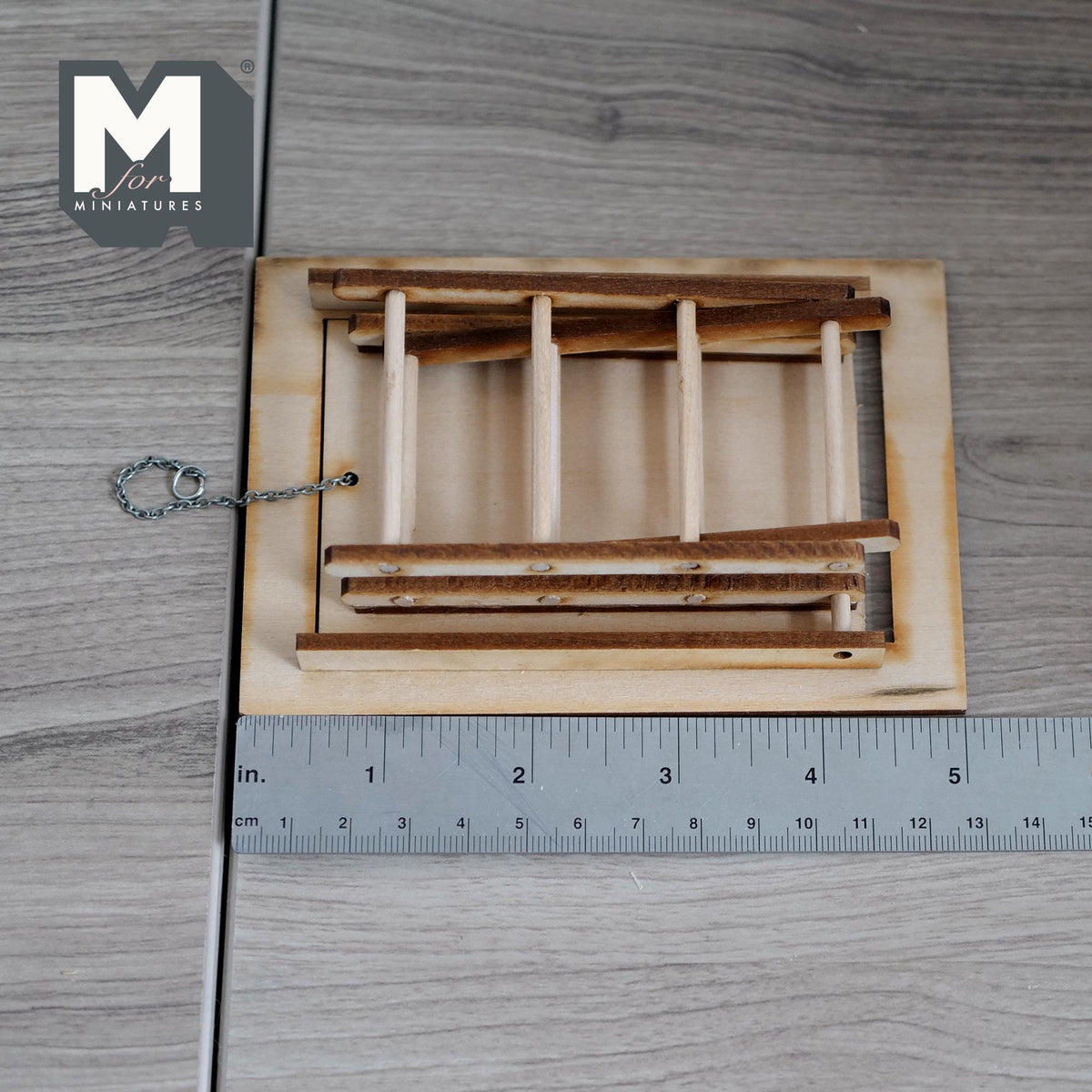 1:12 Scale Miniature Dollhouse Folding Attic Ladder with Trap Door, 9-5/8 inch long (wood)