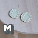 Miniature Dining Plates Set of 2 , 1:12 Scale Dollhouse Supplies Tableware 1/2 inch dia. (metal) (beige) (S) - A030
