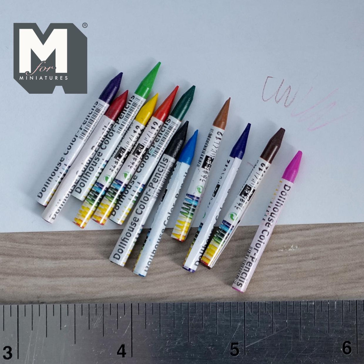 Miniature Colored Real Wax Pen Set of 12 , 1-7/16 inch long - G072