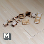 1:12 Scale Miniature Baby Room Furniture Die Cut Kit, Sofa, Fireplace, Wardrobe, Table, Chairs, Self Assemble, Dollhouse Craft Supply (wood)
