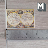 Miniature World Map 1:12 Scale Dollhouse Supplies Decoration Map 2-3/4 inch wide (cardstock) - F052
