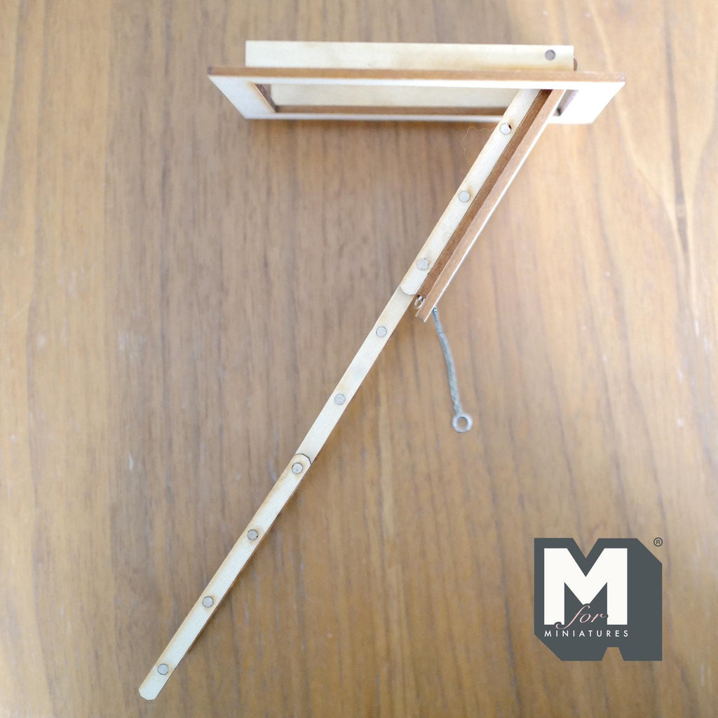 1:12 Scale Miniature Dollhouse Folding Attic Ladder with Trap Door, 9-5/8 inch long (wood)