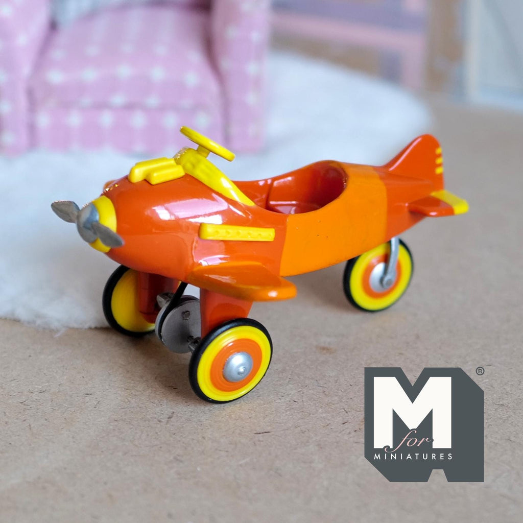 Miniature Metal Baby Airplane 1:12 Scale Dollhouse Baby Doll Aeroplane 3-9/16 inch long - F001