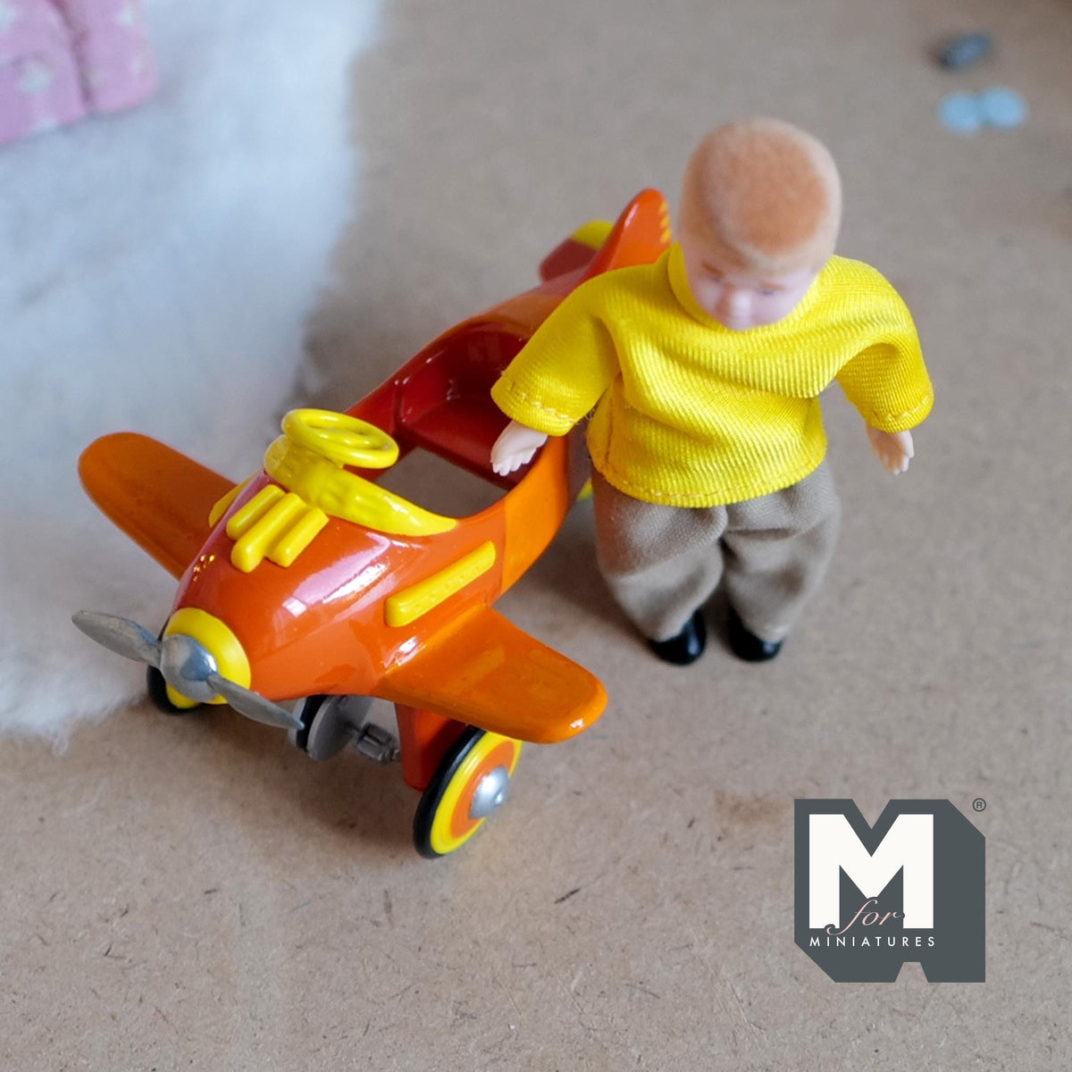 Miniature Metal Baby Airplane 1:12 Scale Dollhouse Baby Doll Aeroplane 3-9/16 inch long - F001