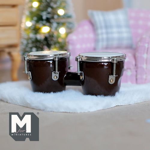 Miniature Bongo Drums , 1:12 Dollhouse Hand Drums , Two-Headed Drums - C021