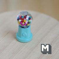 Miniature Table Top Gumball Machine 1:12 Scale Dollhouse Decoration Candy Dispenser 1-3/16 inch tall (metal) (light blue) (non working)-E015