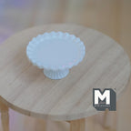 1:12 Scale Miniature Pedestal Cake Stand, Fluted Rim, 11/16 inch tall, DIY Dollhouse Supply (metal) (white)