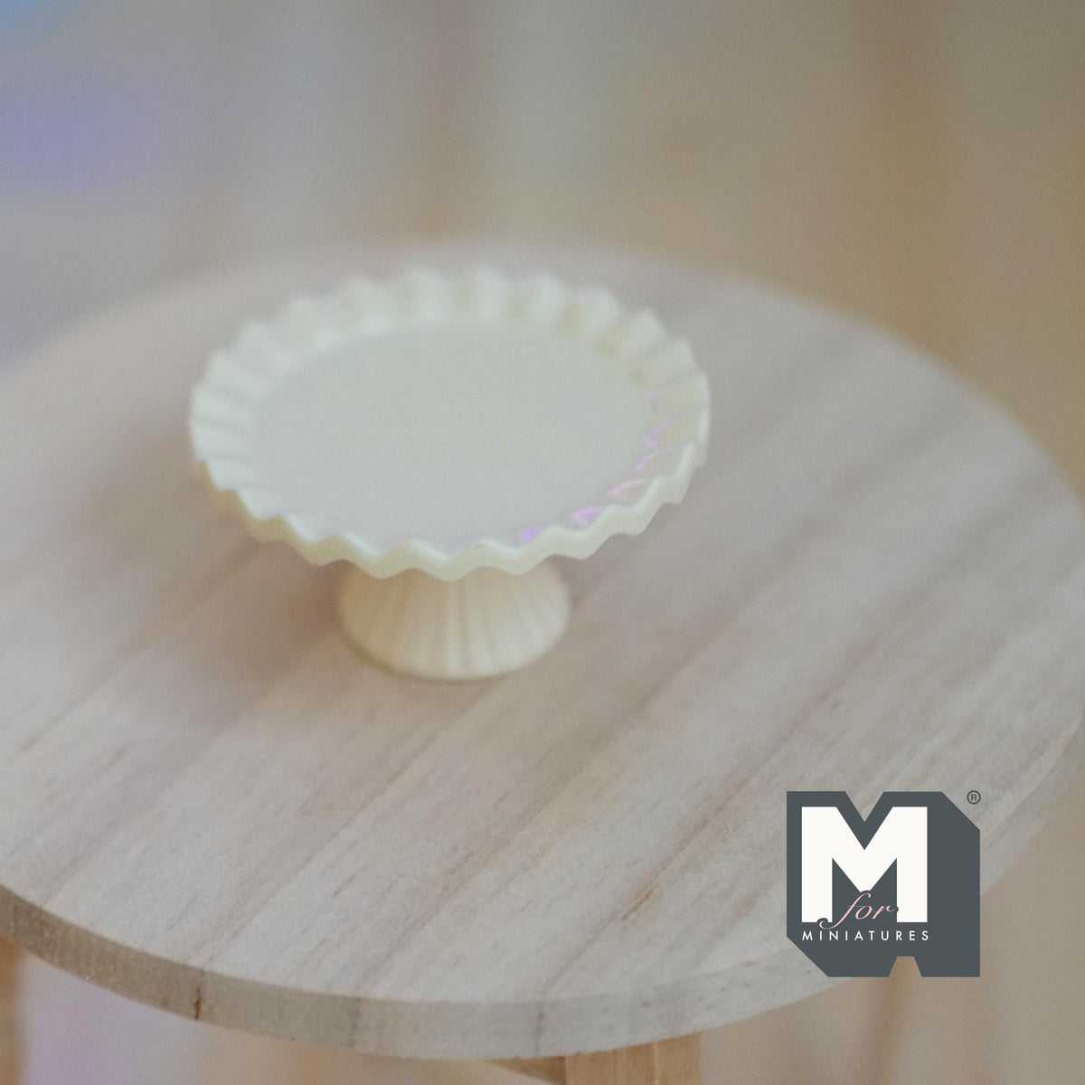 1:12 Scale Miniature Pedestal Cake Stand, 11/16 inch tall, DIY Dollhouse Supply (metal) (light yellow)