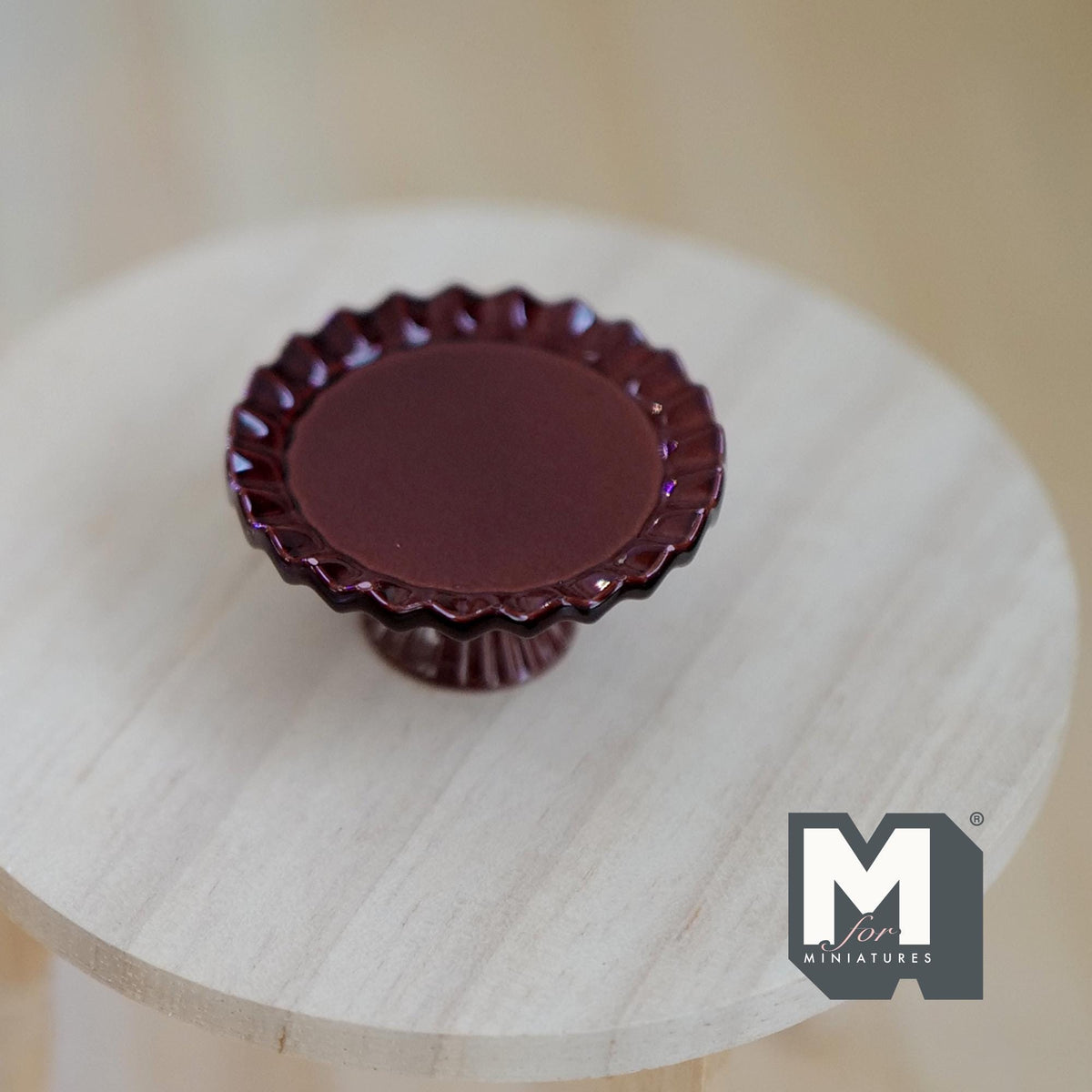 1:12 Scale Miniature Pedestal Cake Stand, 11/16 inch tall, DIY Dollhouse Supply (metal) (brown)