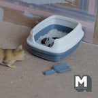 1:12 Scale Miniature Cat Litter Box with Lid and Scoop, 1-11/16 inch long, DIY Dollhouse Supply