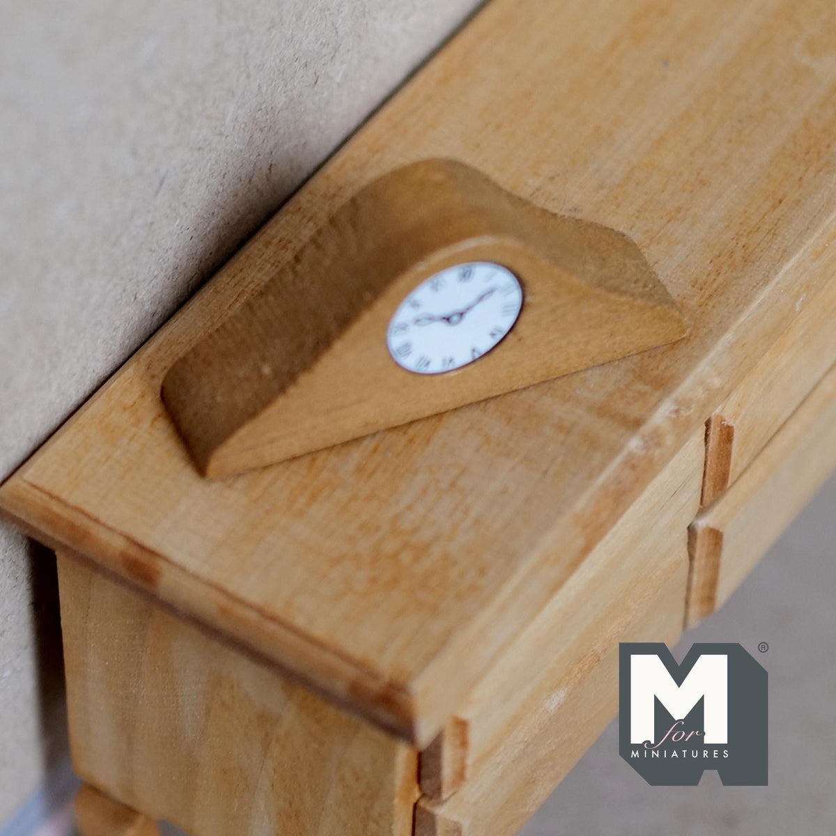 1:12 Scale Miniature Mantel Clock, 1-7/8 inch long, DIY Dollhouse Supply (non working) (wood) (beige)