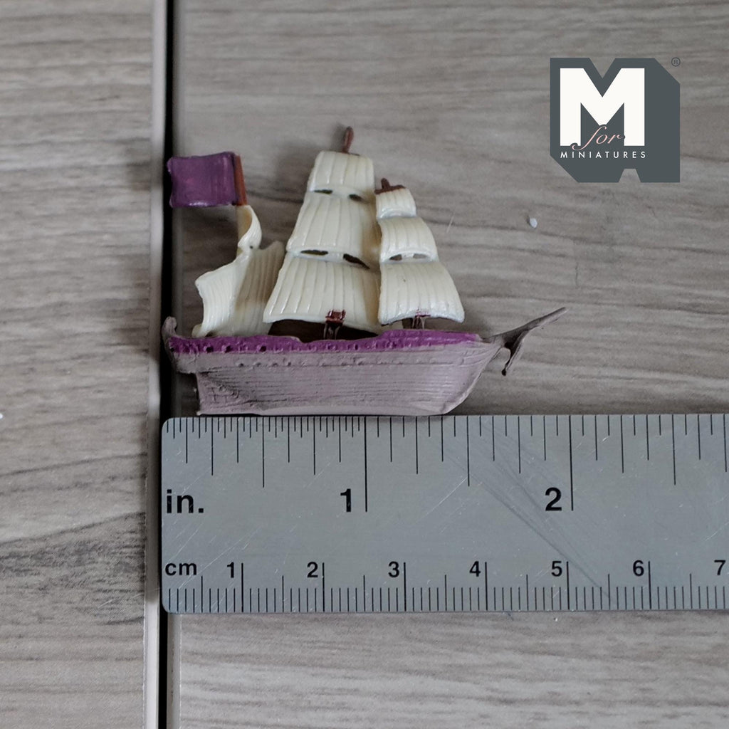 1:12 Scale Miniature Sailing Ship Model, 1-13/16 inch long, DIY Dollhouse Supply (purple)