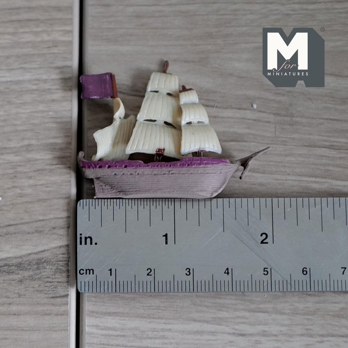 1:12 Scale Miniature Sailing Ship Model, 1-13/16 inch long, DIY Dollhouse Supply (purple)