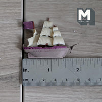 Miniature Sailing Ship 1:12 Scale Dollhouse Decoration Sail Boat 1-13/16 inch long (plastic) (red) - G070