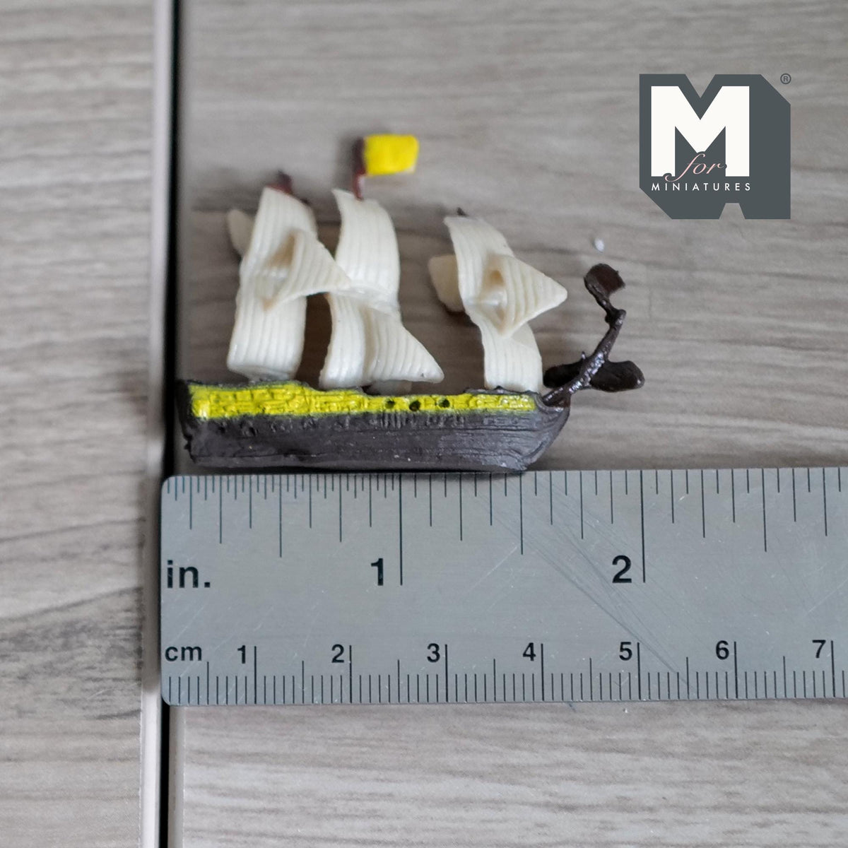 1:12 Scale Miniature Sailing Ship Model, 1-13/16 inch long, DIY Dollhouse Supply (black and yellow)