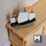 Miniature Sailing Ship 1:12 Scale Dollhouse Decoration Sail Boat 1-13/16 inch long (plastic) (orange) - G070