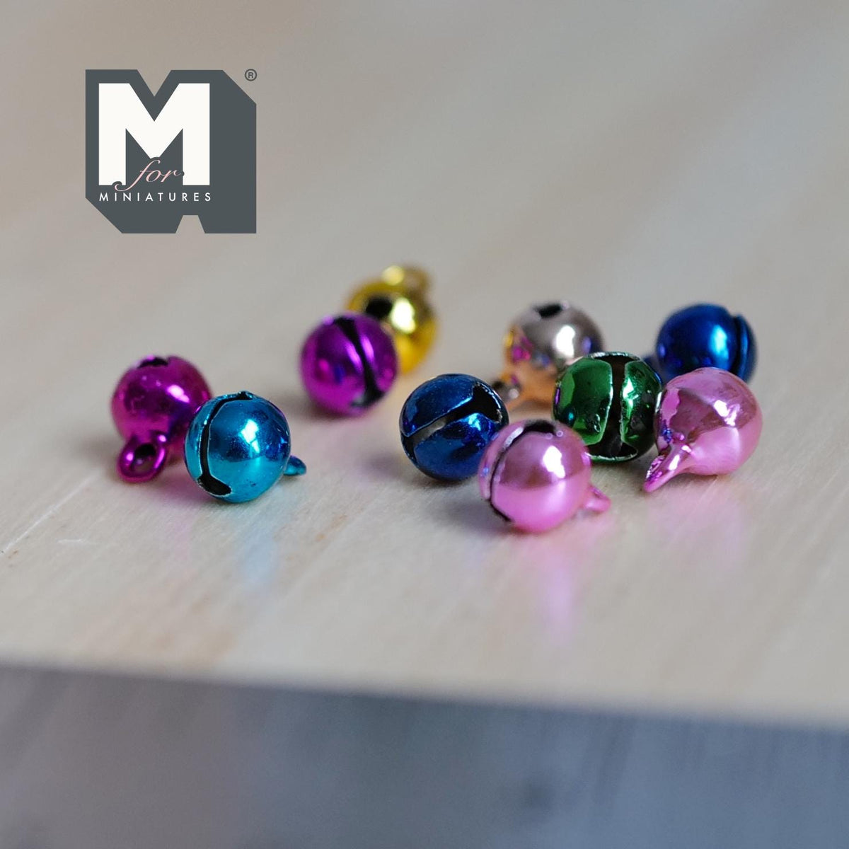 1:12 Scale Miniature Globe Christmas Bells, Set of 10, 1/4 inch dia., DIY Dollhouse Supply (multi color) (metal plated)