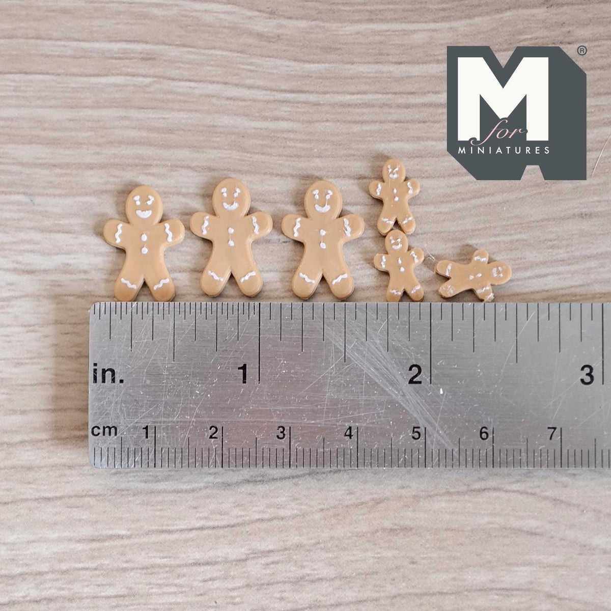 1:12 Scale Miniature Gingerbread Man Cookies, Set of 6, 3/4 inch tall, DIY Dollhouse Supply (non edible)