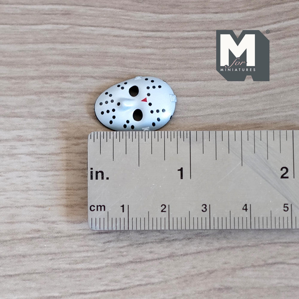 Miniature Hockey Mask 1:12 Scale Dollhouse Halloween Horror Mask Wall Plaque 13/16 inch tall (plastic) - B048