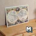 1:12 Scale Miniature World Map Print, Two Hemispheres, 2-3/4 inch wide, DIY Dollhouse Supply (cardstock)