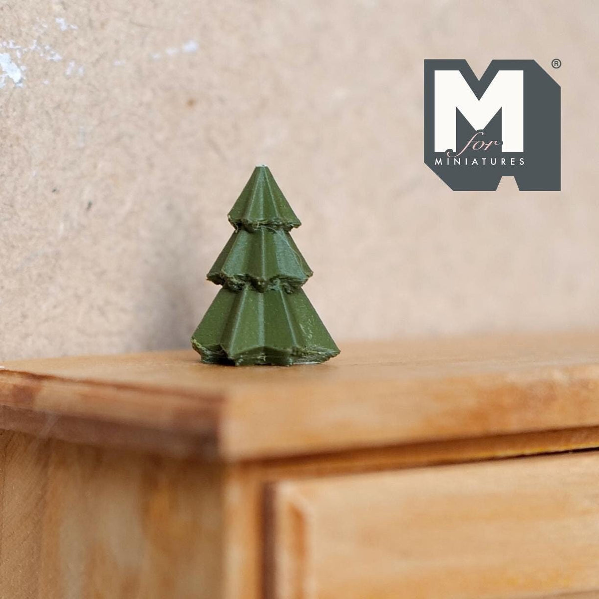 1:12 Scale Miniature Christmas Tree, Stacked Tiers, 11/16 inch tall, DIY Dollhouse Supply (sage green)