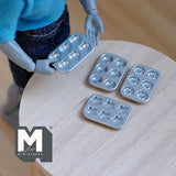 Miniature Baking Mold Set of 4 , Stars , Hearts , Donuts and Flowers 1:12 Scale Dollhouse Metal Baking Pans 13/16 inch long (silver) - E053