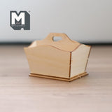 Dollhouse Supplies Fairy Garden Unpainted Flower Basket 1:12 Scale Miniature Wood Flower Caddy Planter Basket 2-3/16 inch long (wood) - D071