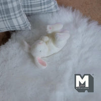 Dollhouse Miniature Bunny Doll Rabbit Doll 1-1/8 inch long (flocked skin) (white) - G022