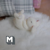 Dollhouse Miniature Bunny Doll Rabbit Doll 1-1/8 inch long (flocked skin) (white) - G022