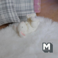 Dollhouse Miniature Bunny Doll Rabbit Doll 1-1/8 inch long (flocked skin) (white) - G022