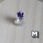 1:12 Scale Miniature Leaf Plant in Glass Terrarium, 1 inch tall, DIY Dollhouse Supply (purple)