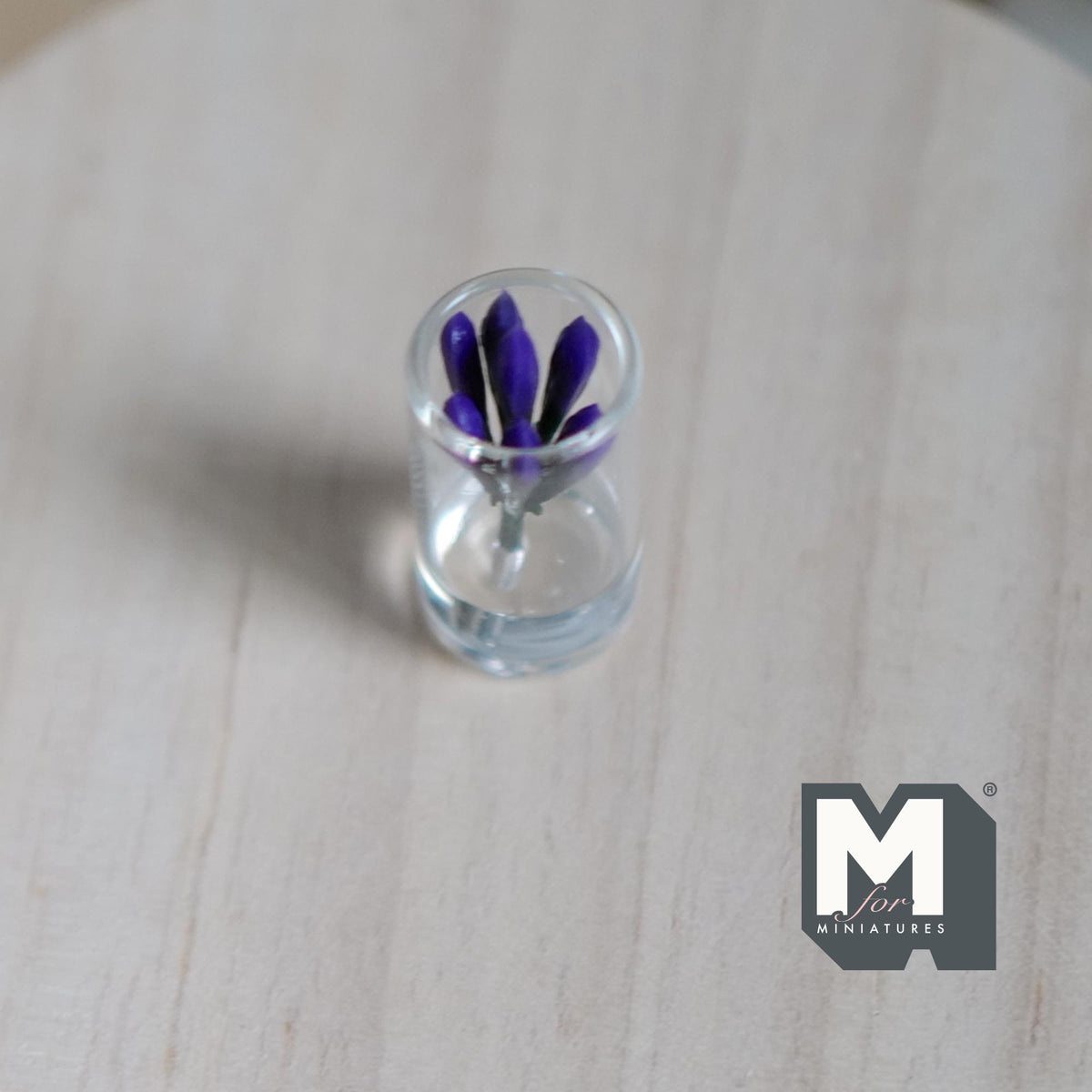1:12 Scale Miniature Leaf Plant in Glass Terrarium, 1 inch tall, DIY Dollhouse Supply (purple)