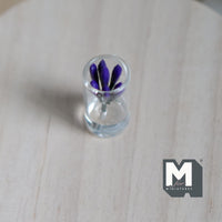 Miniature Plant in Glass 1:12 Scale Dollhouse Fairy Garden Leaves Terrarium 1 inch tall (purple) - b062