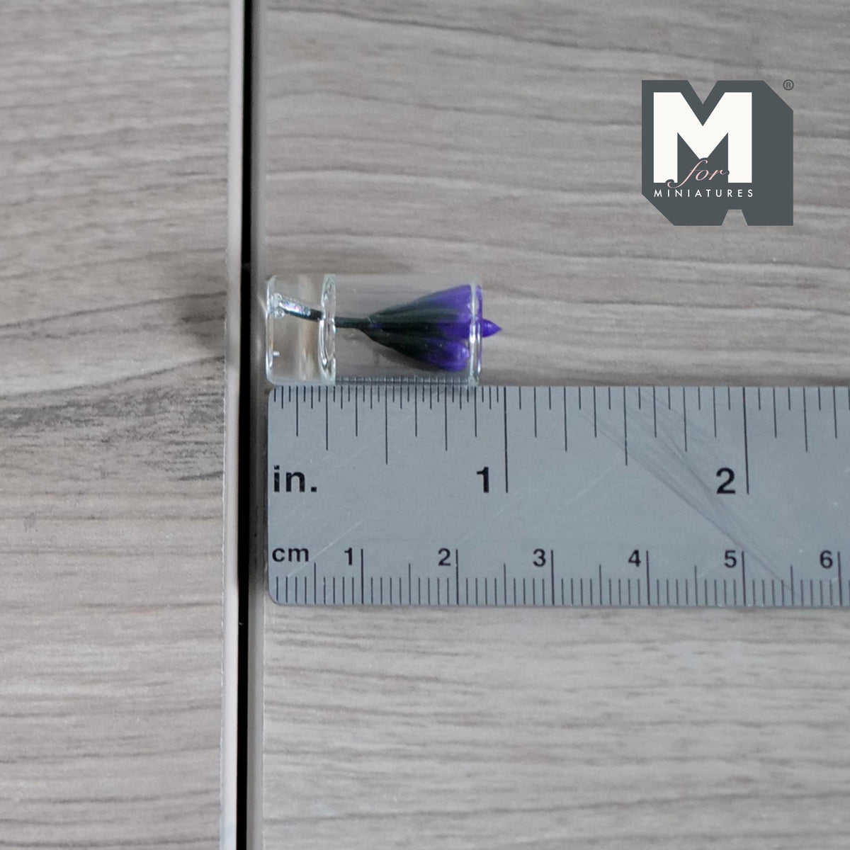 1:12 Scale Miniature Leaf Plant in Glass Terrarium, 1 inch tall, DIY Dollhouse Supply (purple)