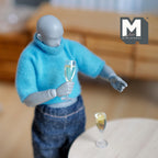 Miniature Sparkling Wine Glasses 1:12 Scale Dollhouse Supplies White Wine Set of 2 , 7/8 inch tall  - E084