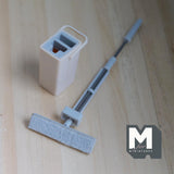 Dollhouse Supplies Kitchen Mob and Bucket Set 1:12 Scale Miniature Flat Floor Mob 4-1/4 inch long  (beige) - B073
