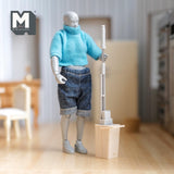 Dollhouse Supplies Kitchen Mob and Bucket Set 1:12 Scale Miniature Flat Floor Mob 4-1/4 inch long  (beige) - B073