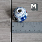 1:12 Scale Miniature Ceramic Globular Vase, Blue and Red Floral Pattern, Large Size, 1-5/16 inch dia., DIY Dollhouse Supply