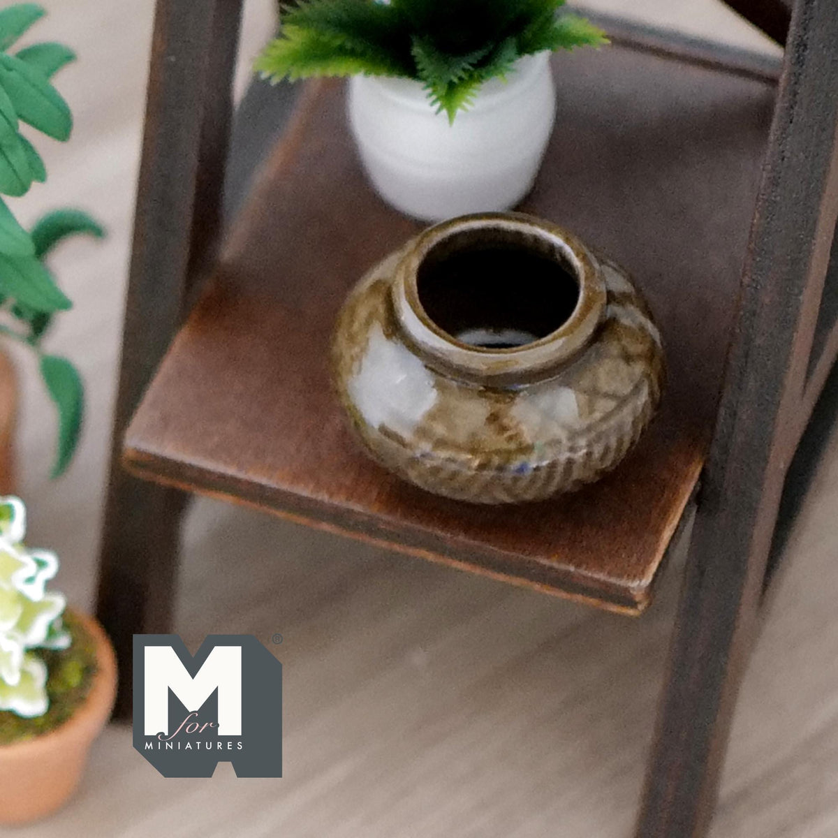 1:12 Scale Miniature Ceramic Flower Pot with Speckled Glaze, 13/16 inch tall, DIY Dollhouse Supply (brown)