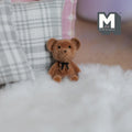 1:12 Scale Miniature Bear Cub Doll with Ribbon Bow, Seated, 13/16 inch tall, DIY Dollhouse Supply (flocked skin) (dark brown)