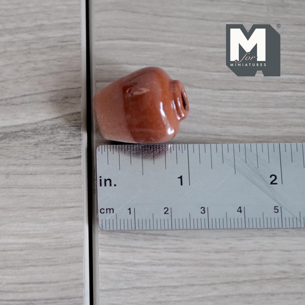 1:12 Scale Miniature Clay Plum Shaped Vase, Clear Coat Top, 1 inch tall, DIY Dollhouse Supply
