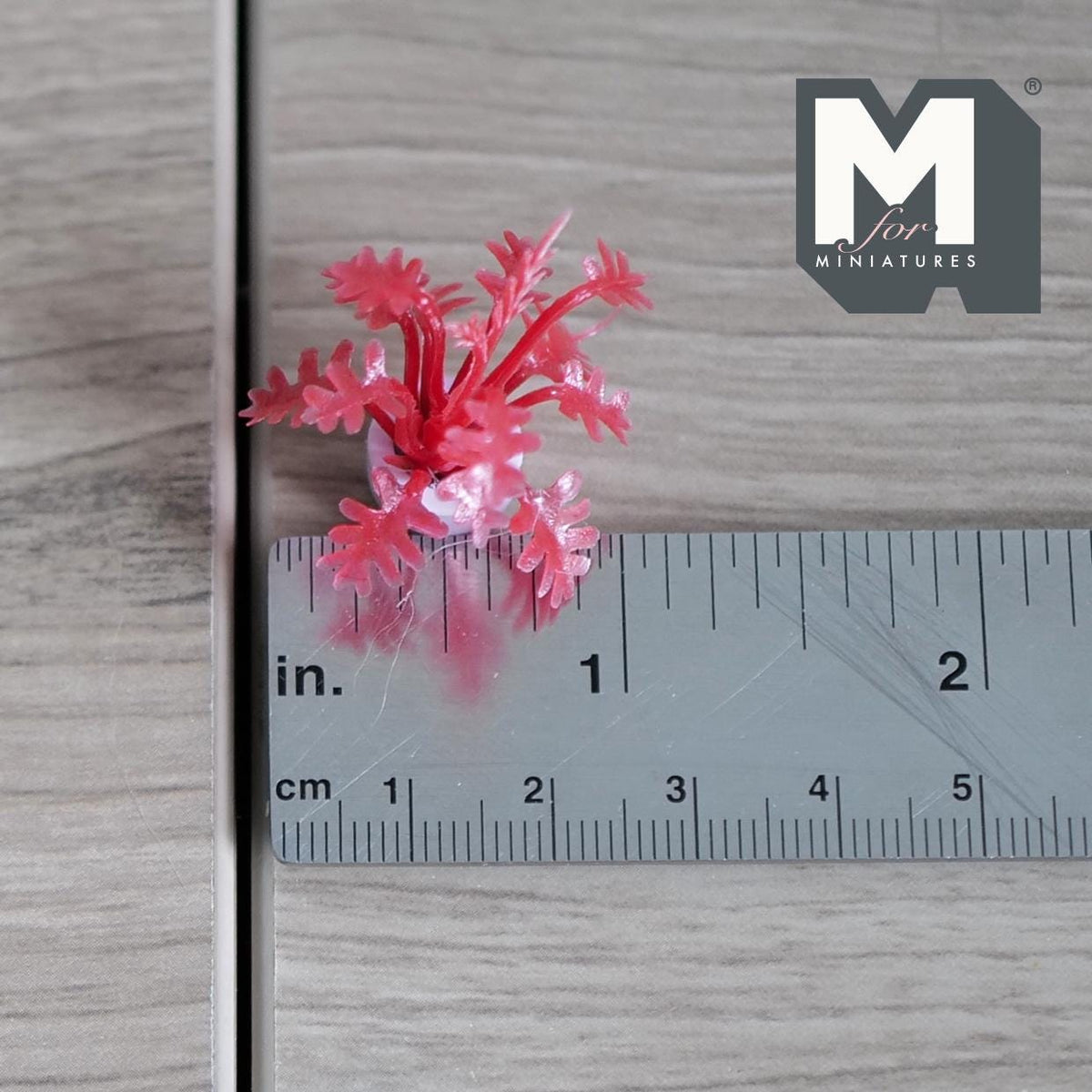1:12 Scale Miniature Potted Spiky Leaf Plant in White Pot, 1-5/16 inch tall, DIY Dollhouse Supply (red)