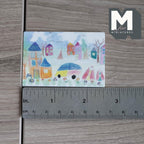 Schaal 1:12 miniatuur kindertekening van dorpshuizen, houten achterkant, 2-9/16 inch breed, DIY-poppenhuisbenodigdheden