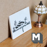 Miniature Painting Small Village Clustered Homes and Trees 1:12 Scale Dollhouse Decoration Painting with Wood Backing 2-9/16 inch wide-F050