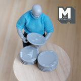 Miniature Christmas Themed Plates Large Size Set of 10 , 1:12 Scale Dollhouse Decoration Tableware 1-1/4 inch dia.  (gray) - A041