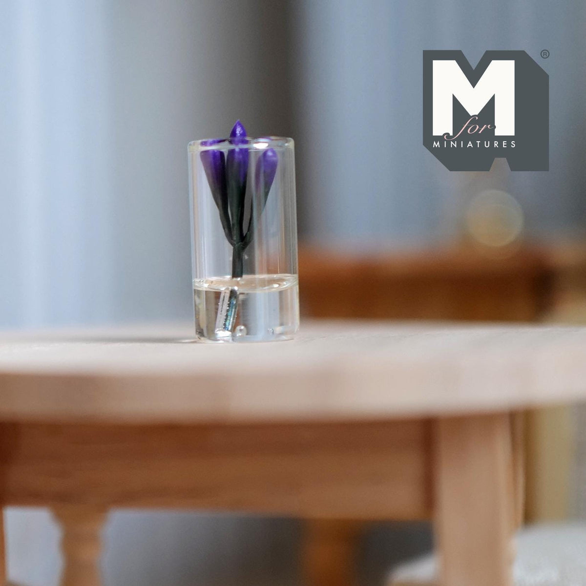 1:12 Scale Miniature Leaf Plant in Glass Terrarium, 1 inch tall, DIY Dollhouse Supply (purple)