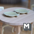 Miniature Fish Shaped Plates 1:12 Scale Dollhouse Ceramic Tableware Plates Set of 2 , 1-7/16 inch long (beige) - A075